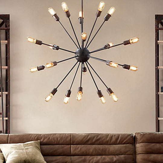 Modern Black Metal Burst Pendant Ceiling Light With Loft Style Design For Living Room