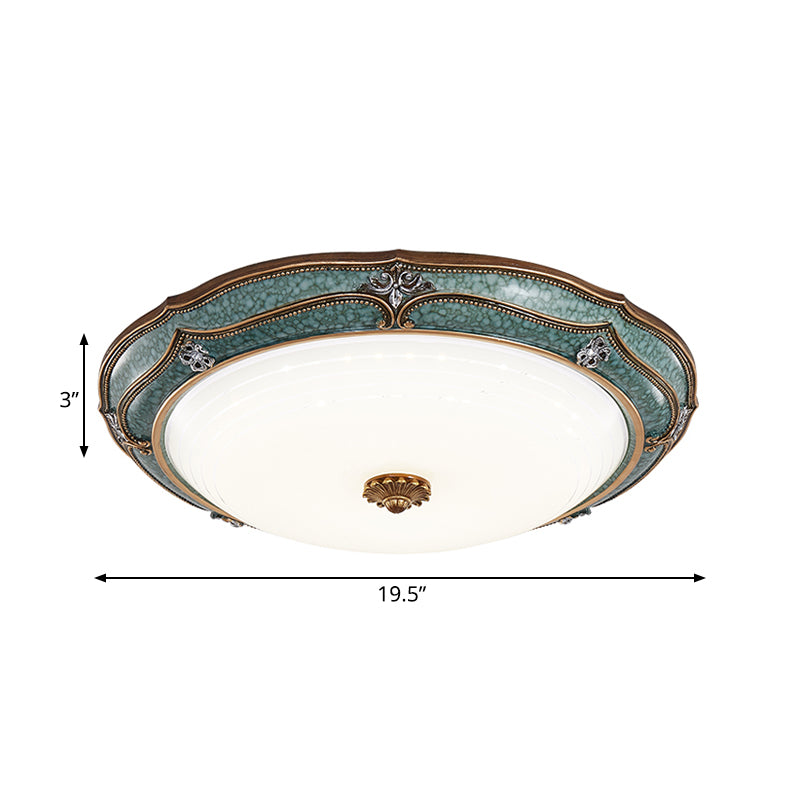 Traditional Green Resin Ceiling Mounted Led Flower Flush Mount Lamp - 16’/19.5’/13’ Sizes For