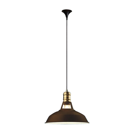 Industrial Iron Barn-Shaped Pendulum Light With Vented Socket - 1 Bulb Dining Room Pendant Fixture
