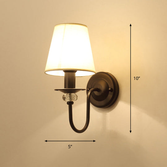 Simplicity Fabric Black Tapered Shade Wall Lamp - Stylish Living Room Lighting