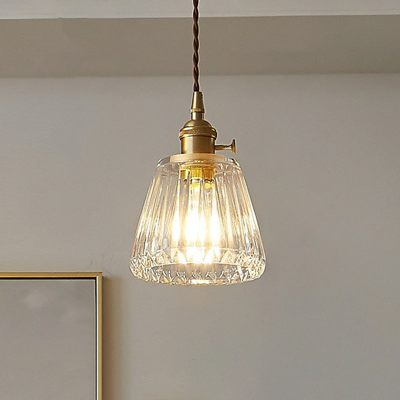 Vintage Clear Glass Hanging Lamp: Modern Tapered Design Ideal For Restaurants - Single-Bulb Pendant