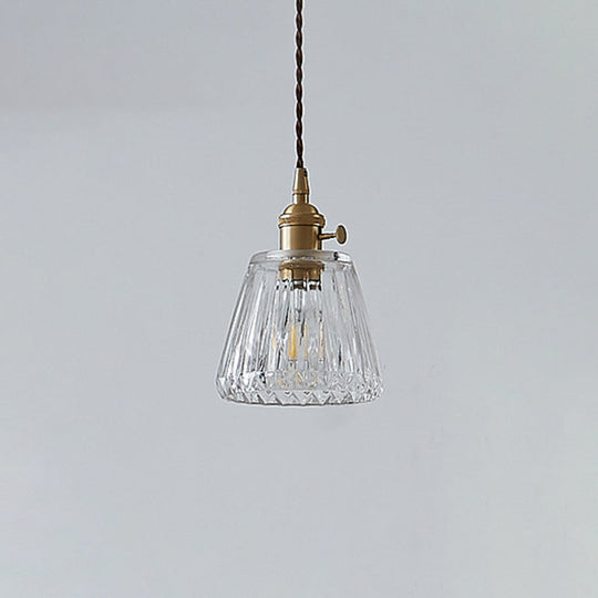 Vintage Clear Glass Hanging Lamp: Modern Tapered Design Ideal For Restaurants - Single-Bulb Pendant