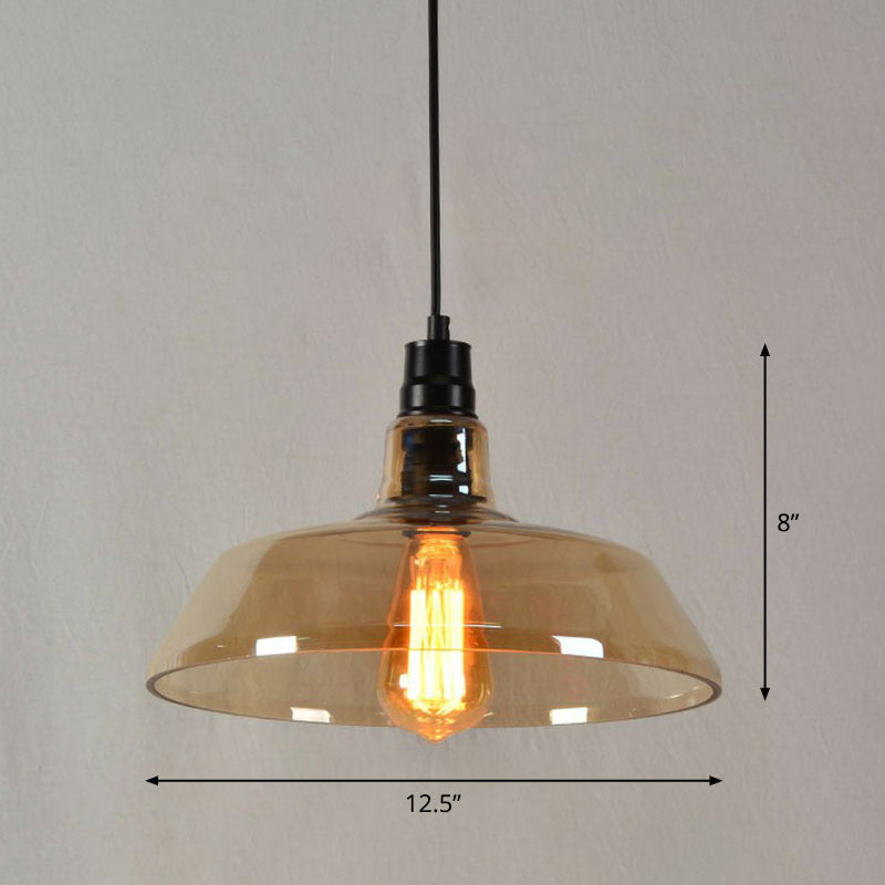 Vintage Glass Pendant Lamp With Single Bulb For Restaurant Lighting