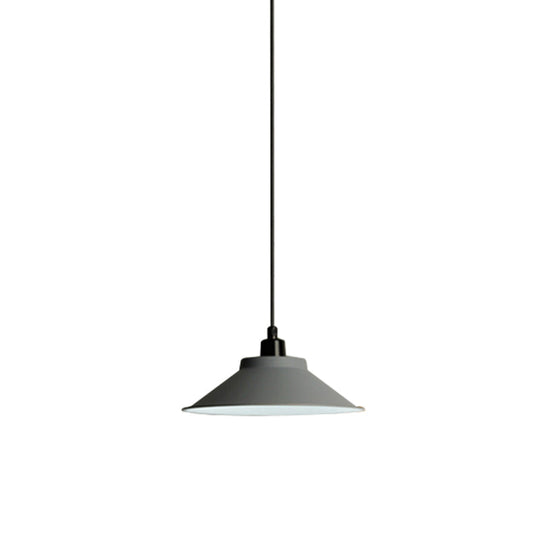Nordic Metal Hanging Lamp With Grey Saucer Shape For Dining Room Ceiling - 1 Bulb Pendant Light