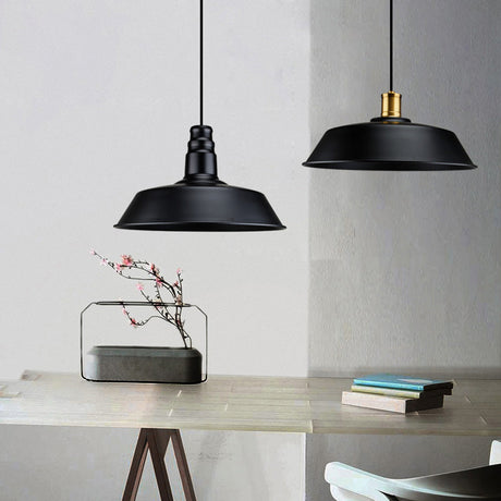Industrial Geometric Metal Pendant Light With Black Finish And Single Bulb