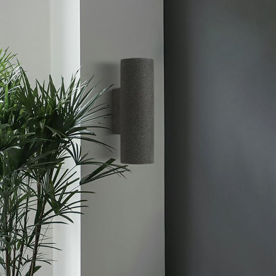 Nordic Terrazzo Shade Up/Down Wall Sconce With 2-Bulb Cylindrical Lamp For Stairs