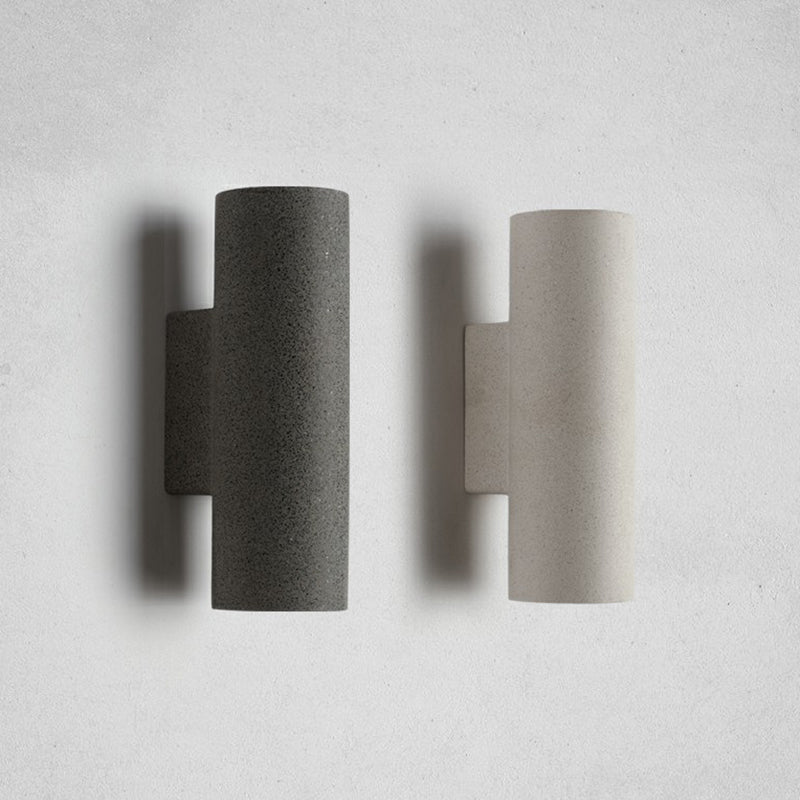Nordic Terrazzo Shade Up/Down Wall Sconce With 2-Bulb Cylindrical Lamp For Stairs