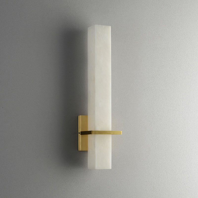 Minimalistic Marble Wall Sconce - White Led Light For Aisle Mounted