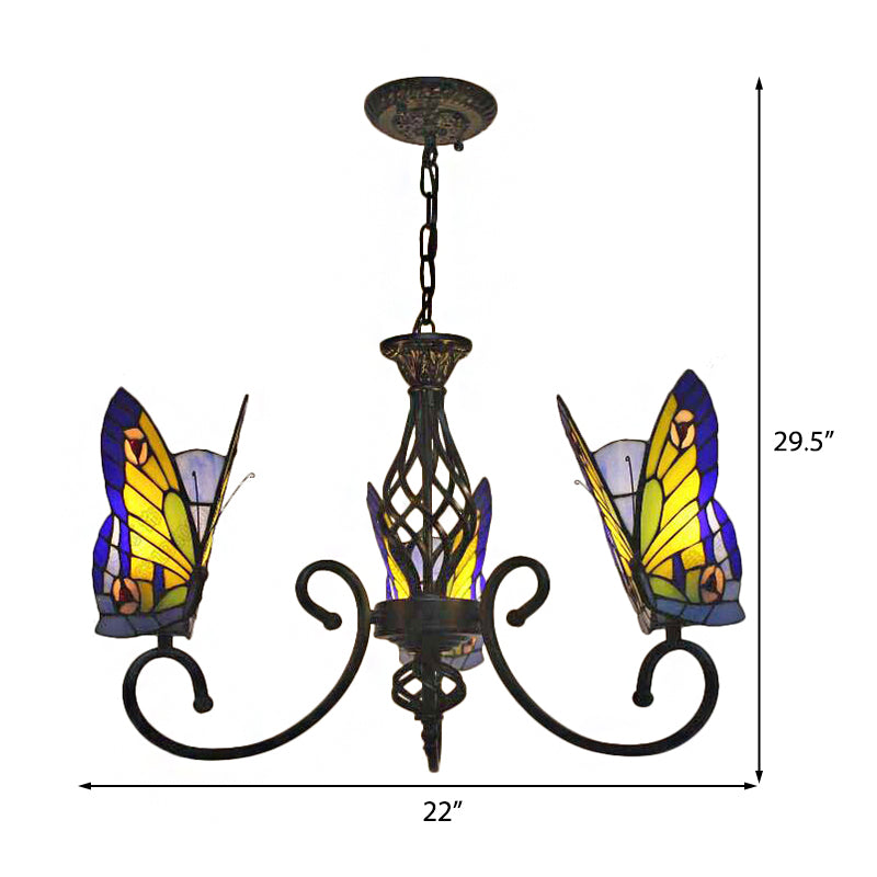 Tiffany Butterfly Chandelier: Exquisite Stained Glass Pendant Light For Dining Room