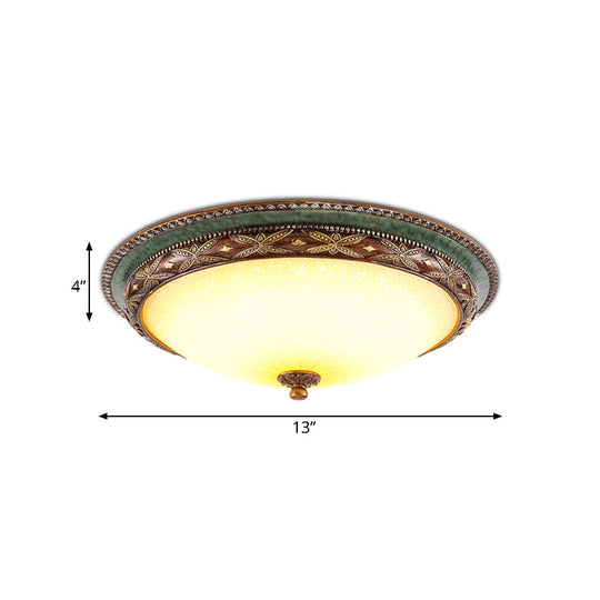 Green Flower Flush Mount Led Ceiling Light - Traditional Resin Design Warm/White