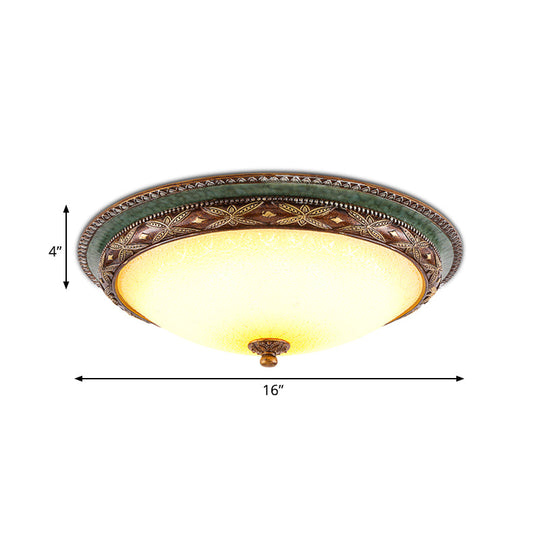 Green Flower Flush Mount Led Ceiling Light - Traditional Resin Design Warm/White 16/19.5/13.5 For
