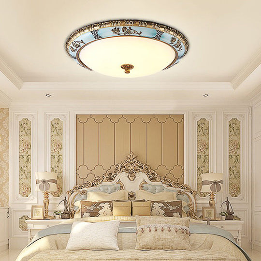Blue Led Flushmount Lighting Traditional Resin Flower Ceiling Light For Corridor -