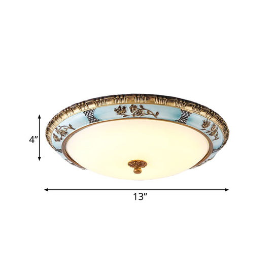 Blue Led Flushmount Lighting Traditional Resin Flower Ceiling Light For Corridor - 16/19.5/13.5