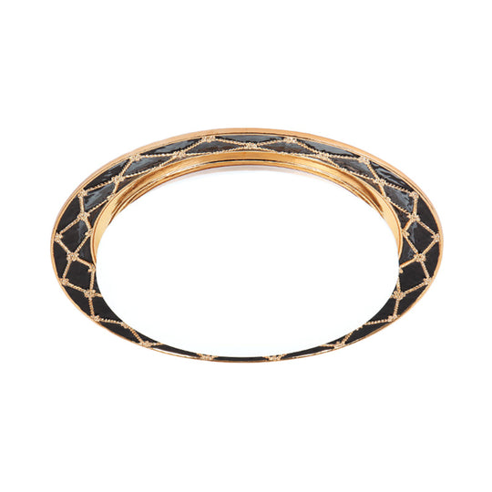 Resin Flush Mount Led Light Fixture - Traditional Black/Red/Apricot Bowl Living Room Lighting