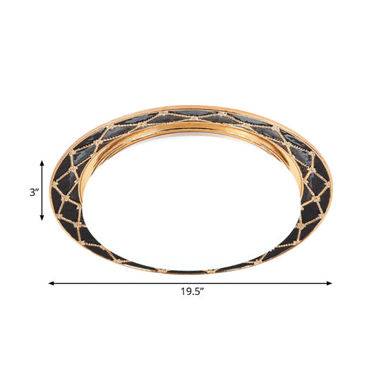 Resin Flush Mount Led Light Fixture - Traditional Black/Red/Apricot Bowl Living Room Lighting