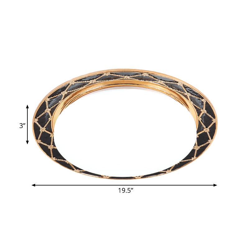 Resin Flush Mount Led Light Fixture - Traditional Black/Red/Apricot Bowl Living Room Lighting