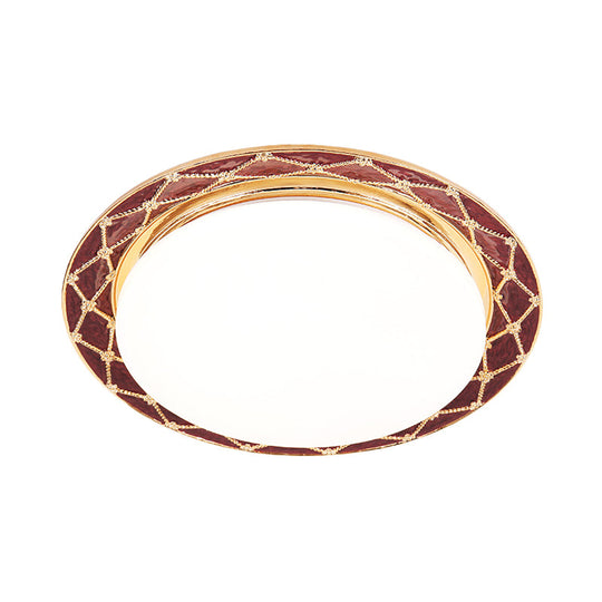 Resin Flush Mount Led Light Fixture - Traditional Black/Red/Apricot Bowl Living Room Lighting