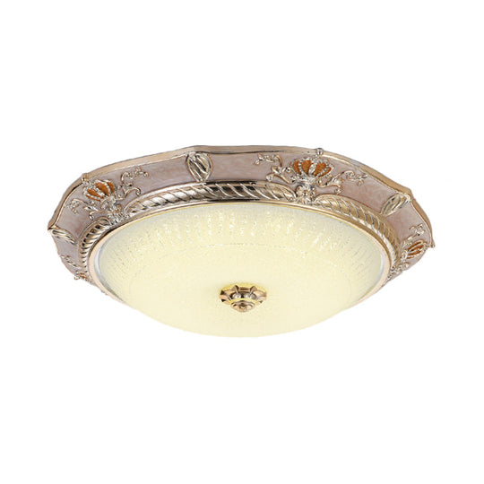 Traditional Crown Resin Flush Light Fixture - Led Flushmount Lighting In Apricot/Green Bedroom