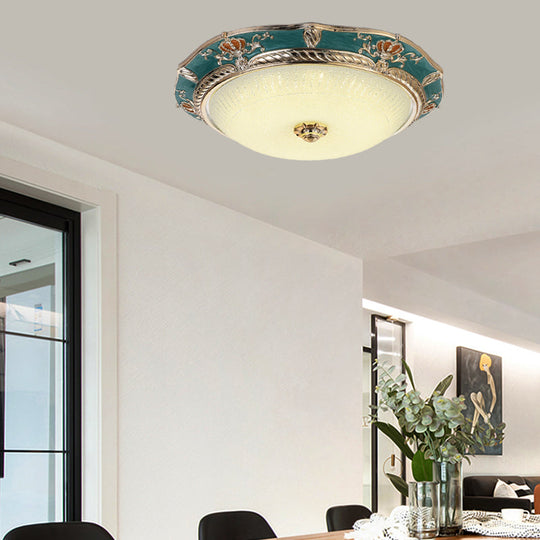 Traditional Crown Resin Flush Light Fixture - Led Flushmount Lighting In Apricot/Green Bedroom