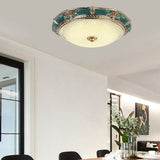 Traditional Crown Resin Flush Light Fixture - Led Flushmount Lighting In Apricot/Green Bedroom