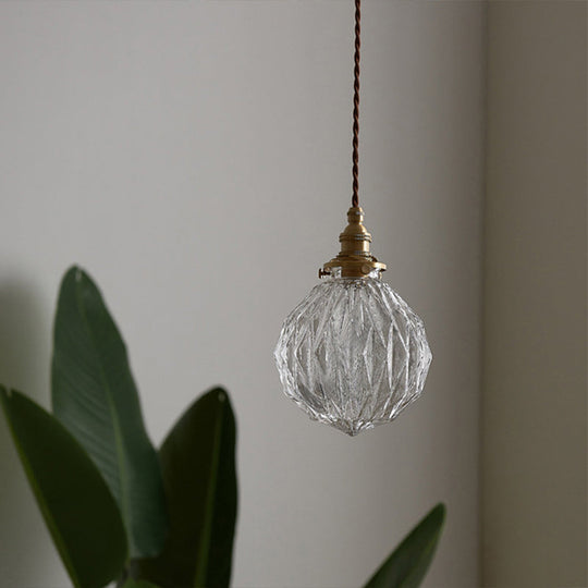 Industrial Single Pendant Light With Clear Glass Globe For Restaurant Ceiling