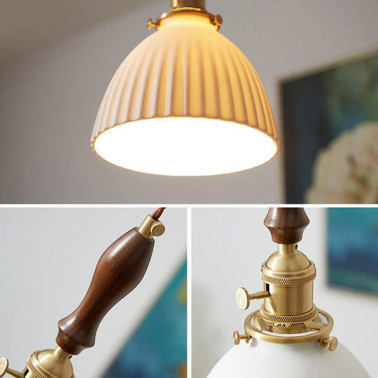 Simplicity White Glass Pendant Light With Dome Shade And Single Bulb