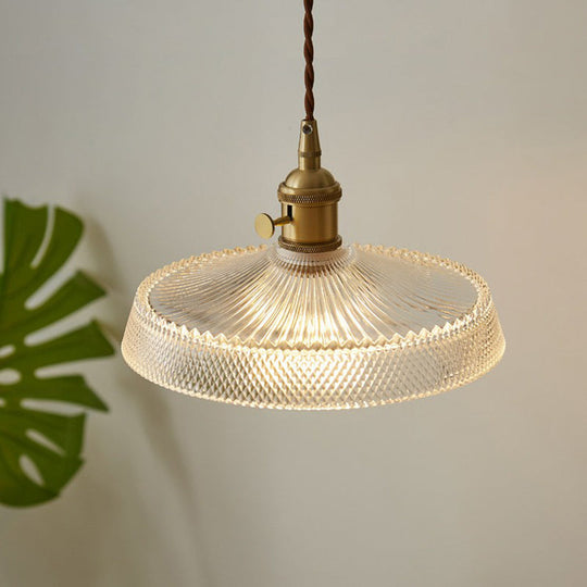 Retro Style Clear Glass Pendant Light For Restaurants With Single Head Suspension