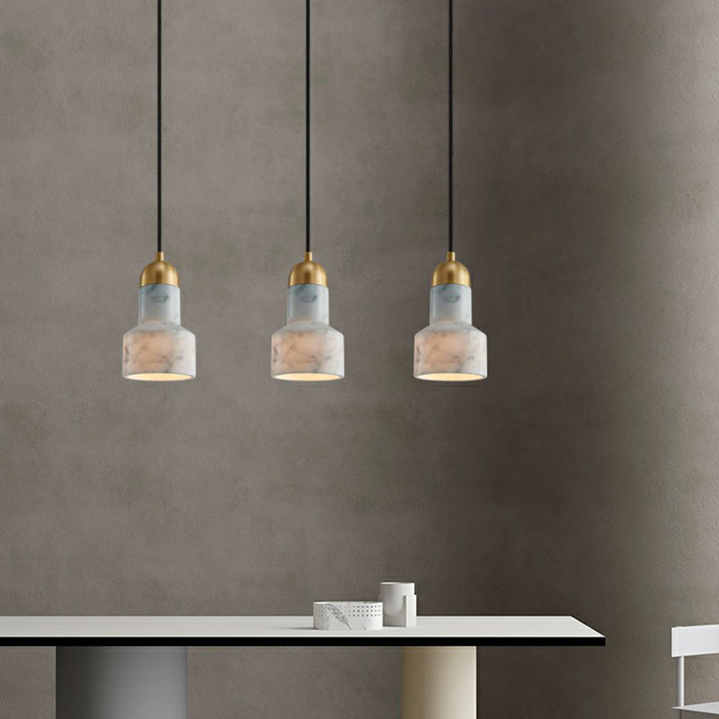 Postmodern Marble Grenade Pendant With Single Bulb For Stylish Table Lighting