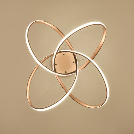 Art Deco Gold Floral Led Chandelier - Elegant Metal Ceiling Light For Dining Room