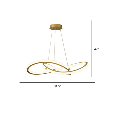 Modern Led Pendant Lamp - Minimalist Twist Design For Living Room Chandelier Brass / 31.5