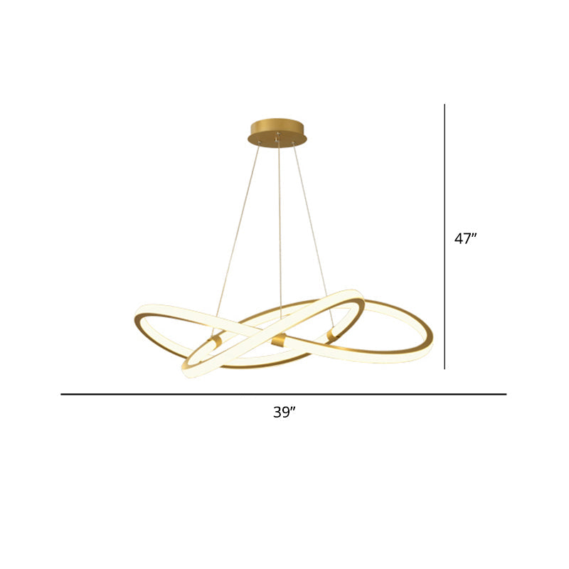 Sleek Twist Led Pendant Lamp: Minimalist Aluminum Chandelier For Living Room Brass / 39.5’