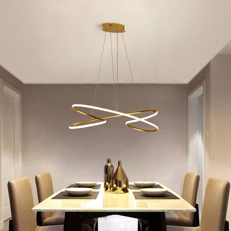 Aluminum Twist Led Pendant Chandelier: Artistic Hanging Lamp For Dining Table