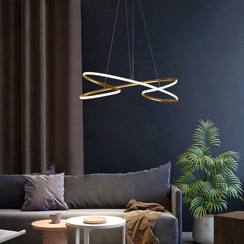 Aluminum Twist Led Pendant Chandelier: Artistic Hanging Lamp For Dining Table