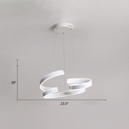 Modern White Led Ceiling Chandelier – Stylish Aluminum Hanging Light For Restaurants / 23.5’
