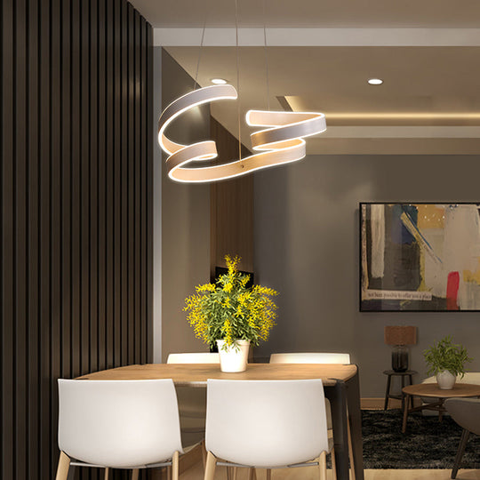 Modern White Led Ceiling Chandelier – Stylish Aluminum Hanging Light For Restaurants