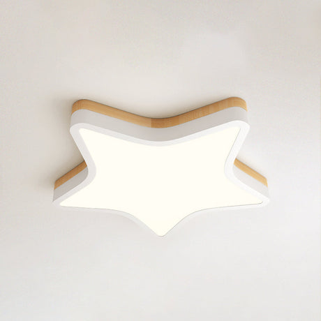 Kids Star Led Ceiling Lamp In Yellow-White - Acrylic Flush Mount Fixture For Bedrooms Yellow / 21.5
