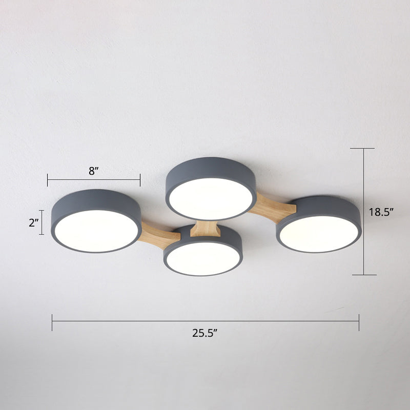 Macaron Round Flush Led Ceiling Mount Light - Creative Acrylic Lamp For Living Room 4 / Grey