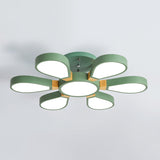 Nordic Style Led Ceiling Lamp - Petal Acrylic Shade Semi Flush Mount 6 / Green White