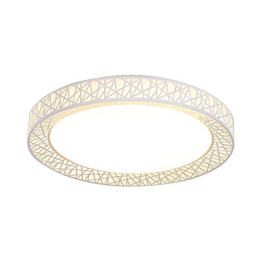 Contemporary Led White Flush Mount Lamp For Bedroom - 15’/19’/23’ Wide Ring Acrylic Lighting Fixture