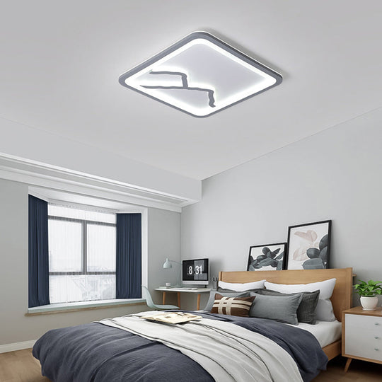 Contemporary Led Acrylic Flush Mount Light In White/Warm - Square/Rectangle 19.5’/23.5’/35.5’