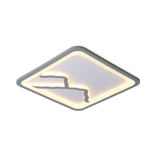 Contemporary Led Acrylic Flush Mount Light In White/Warm - Square/Rectangle 19.5’/23.5’/35.5’ Wide