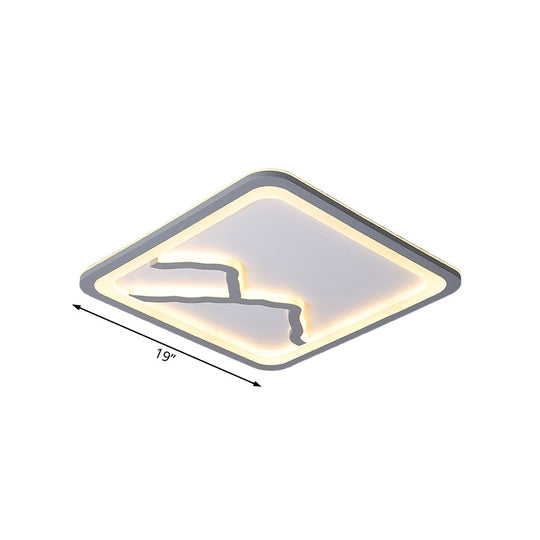 Contemporary Led Acrylic Flush Mount Light In White/Warm - Square/Rectangle 19.5’/23.5’/35.5’ Wide