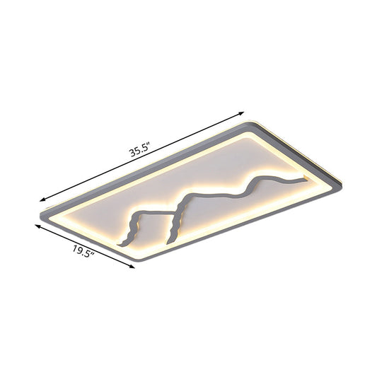 Contemporary Led Acrylic Flush Mount Light In White/Warm - Square/Rectangle 19.5’/23.5’/35.5’ Wide