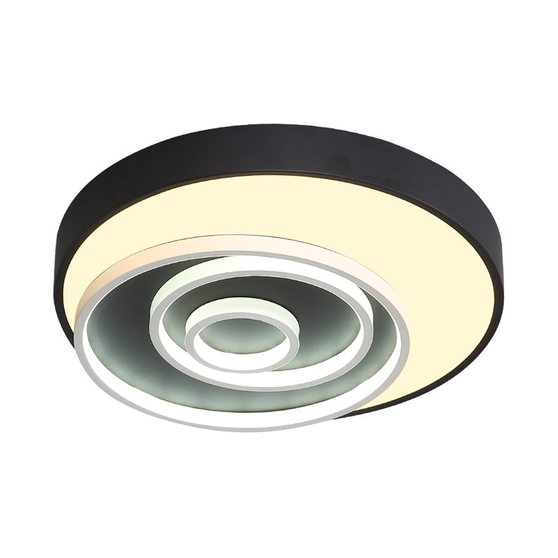 Modern Black Led Flush Mount Bedroom Lamp With Acrylic Circle Shade 16/19.5 Wide