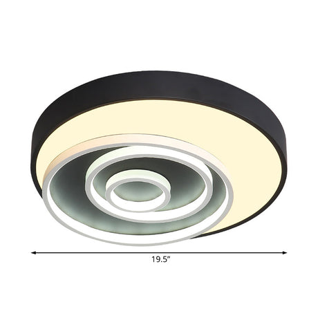 Modern Black Led Flush Mount Bedroom Lamp With Acrylic Circle Shade 16/19.5 Wide