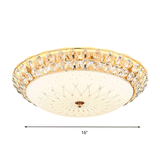 White Glass Led Flush Light With Crystal Accent - Simplicity Ceiling Lamp Available In 3 Sizes