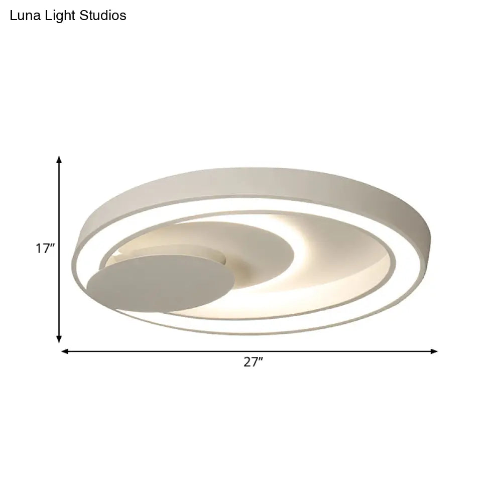23-34.5’ W White Oval Led Flush Ceiling Light For Bedroom - Simplicity Style Warm/White
