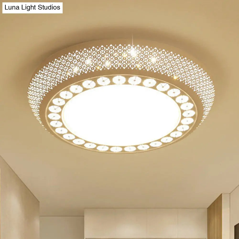 23’/35’ W Flush Mount Led Ceiling Light: Simple Cutout Design Acrylic White Bedroom Lighting In
