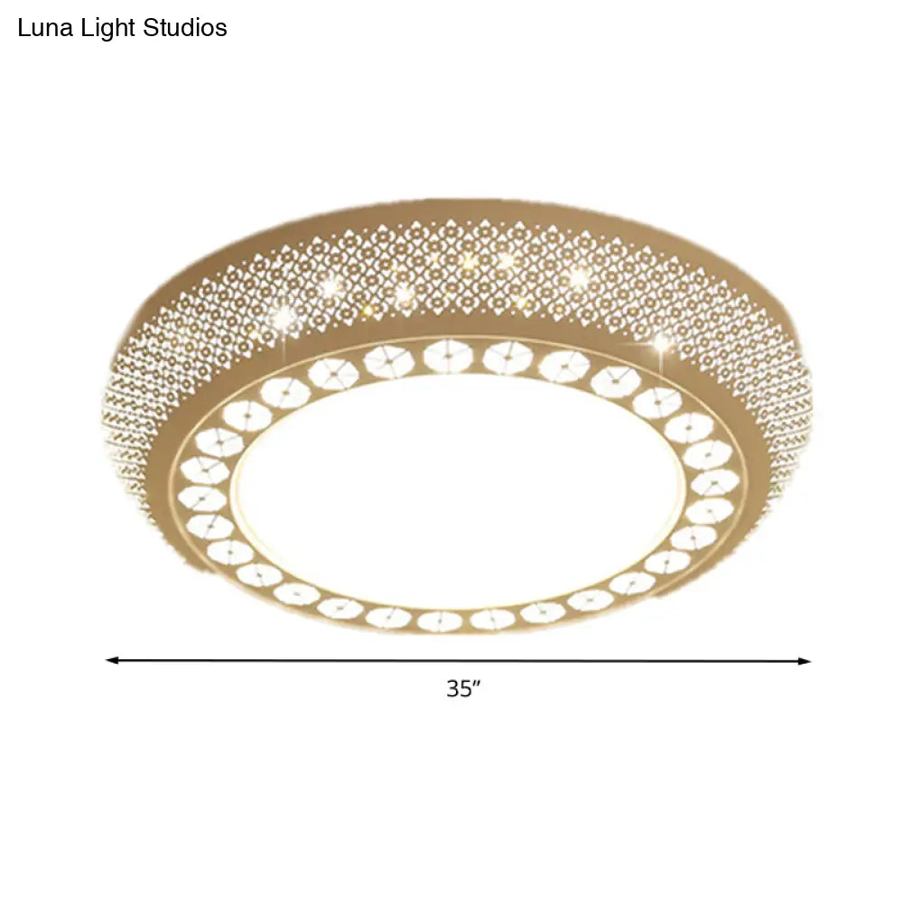 23’/35’ W Flush Mount Led Ceiling Light: Simple Cutout Design Acrylic White Bedroom Lighting In