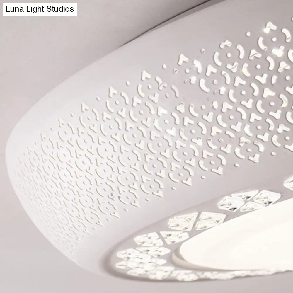 23/35 W Flush Mount Led Ceiling Light: Simple Cutout Design Acrylic White Bedroom Lighting In